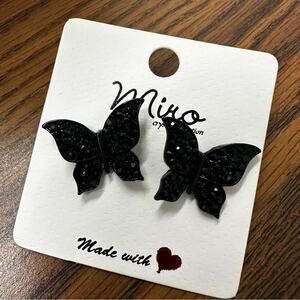 Miro Black Butterfly Earrings